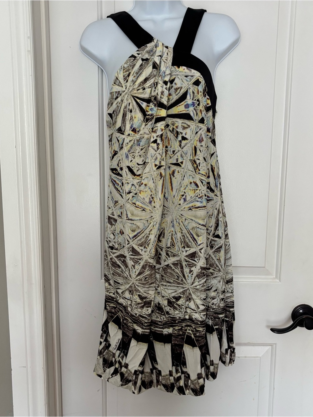 Roberto Cavalli vintage Y2K short dress size 44 draped graphic strappy